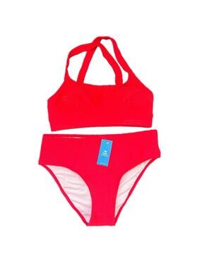NEW Cupshe Vibrant Red Textured Swimwear - XS (top) M (bottoms)